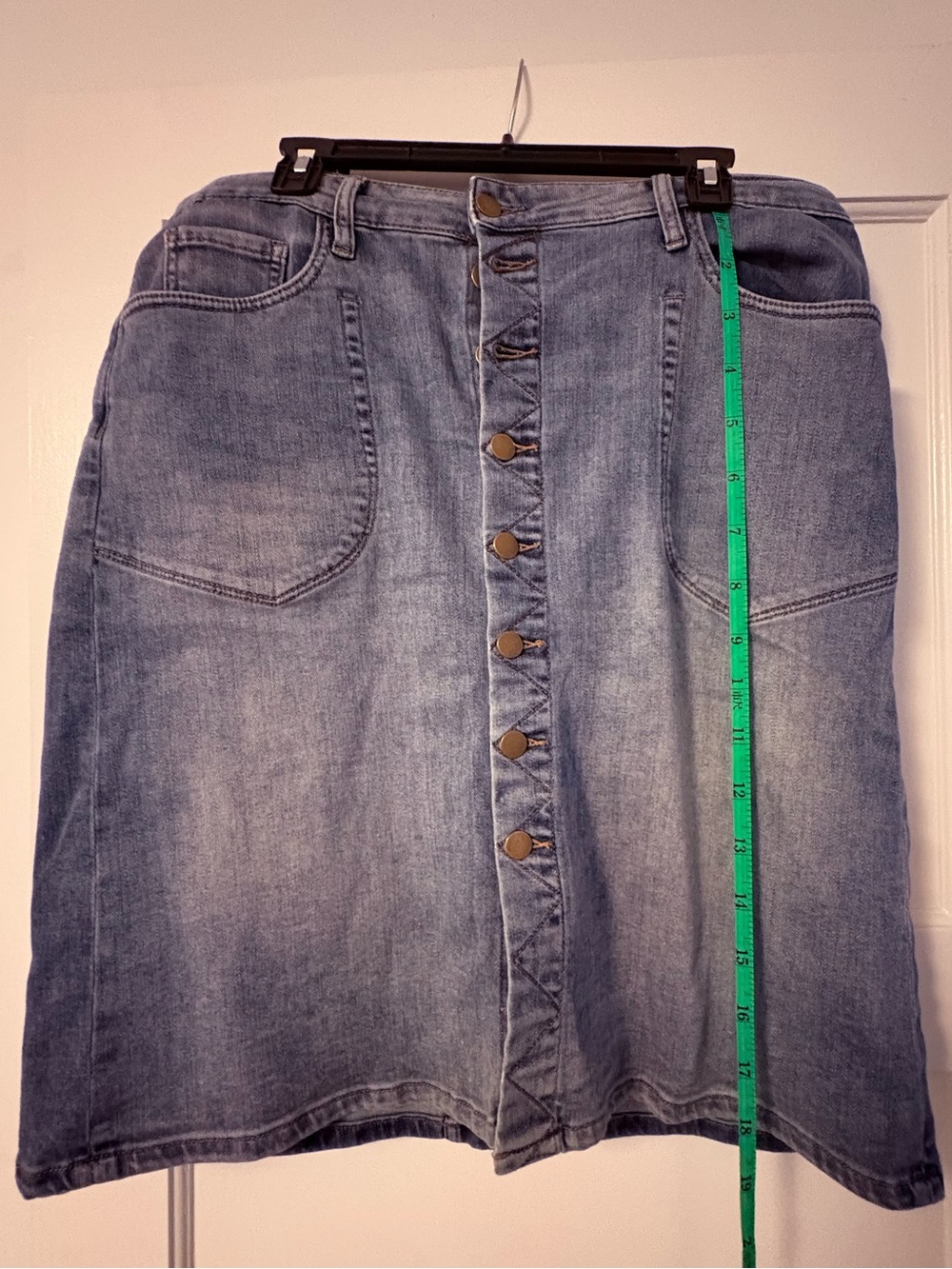 Kut from the Kloth Light Blue Button-Front Denim Midi Skirt